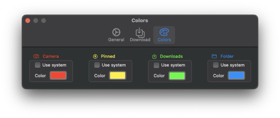 Colour settings