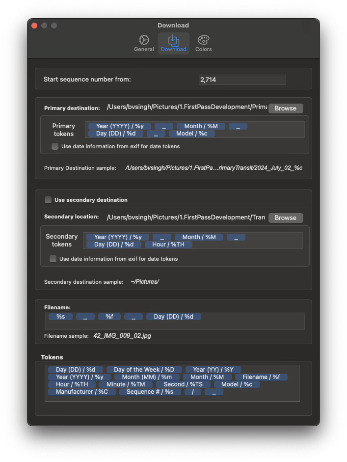 Download settings