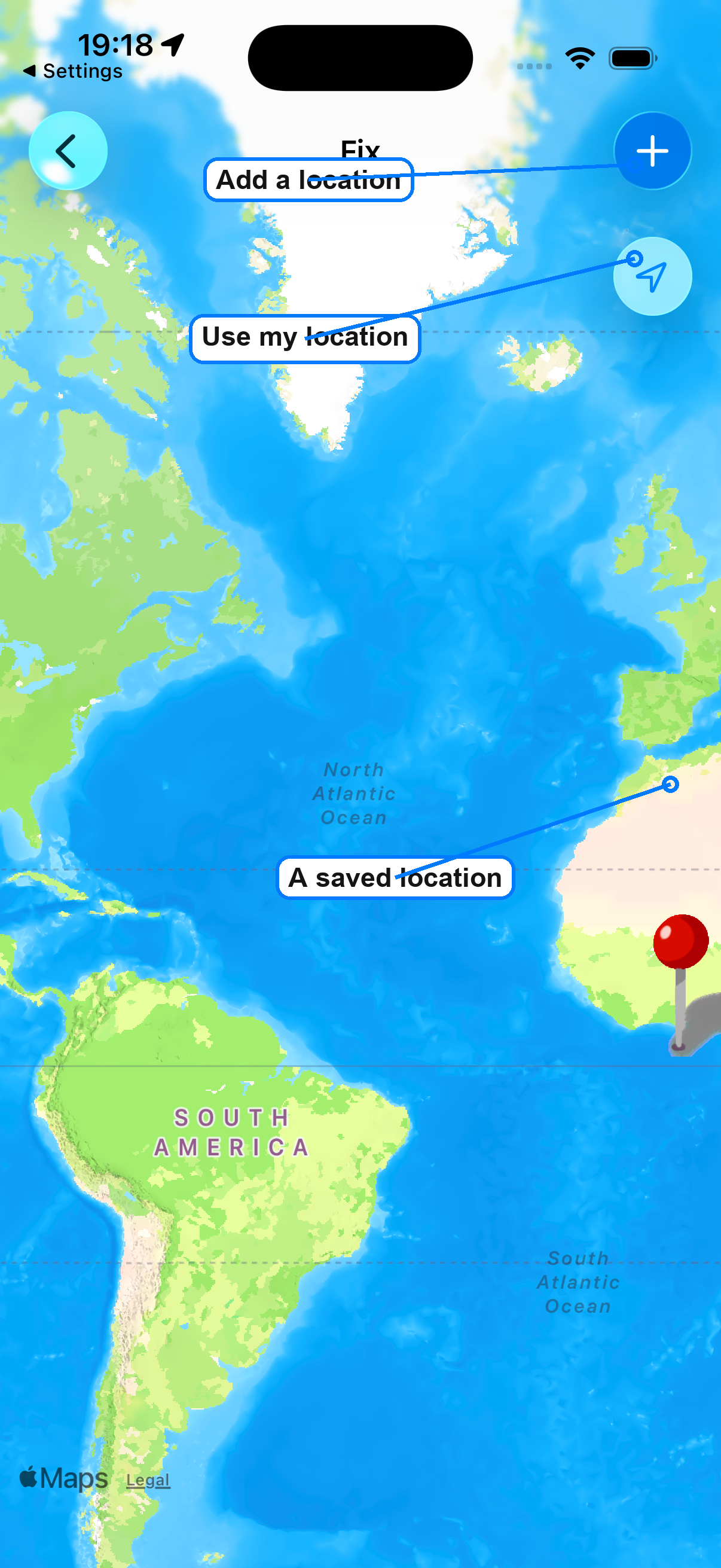 Location Fix map view